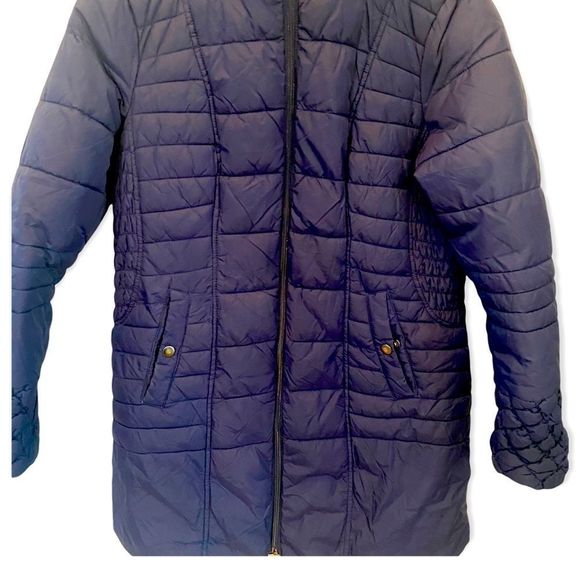 Cleo Women’s winter quilted puffer jacket mid length blue size medium - Picture 4 of 12